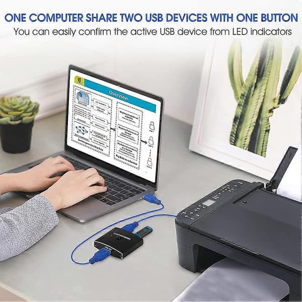 USB 3.0 Switch Selector KVM Switch 5Gbps 2 i 1 Ud USB Switch USB 3.0 Tovejsdeler Kompatibel med Printer Ke-WELLNGS