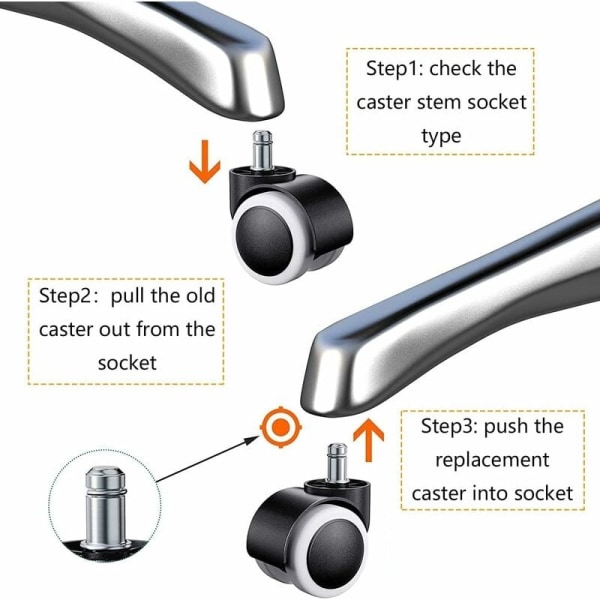 5 stk. Kontorstolshjul, Universal til hårde gulve Udskiftning af kontorstolshjul til kontorstol, laminatgulv, parket, flise 11X22mm