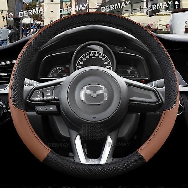 Kompatibel med Mazda CX3 CX4 CX5 CX7 CX9 CX30 CX50 CX60 CX70 CX90 Bilratt Skydd PU Läder Halkfritt Biltillbehör-WELLNGS Brown