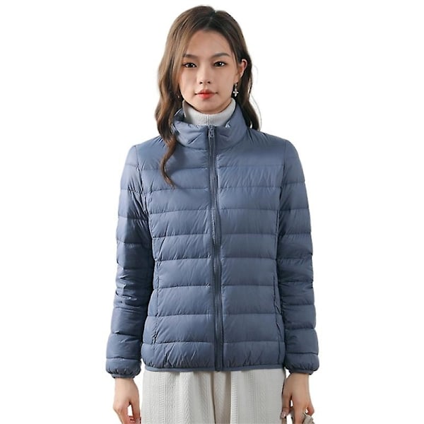 Women's Ultra Light Weight Short Down Jacket-WELLNGS BLUE 4XL