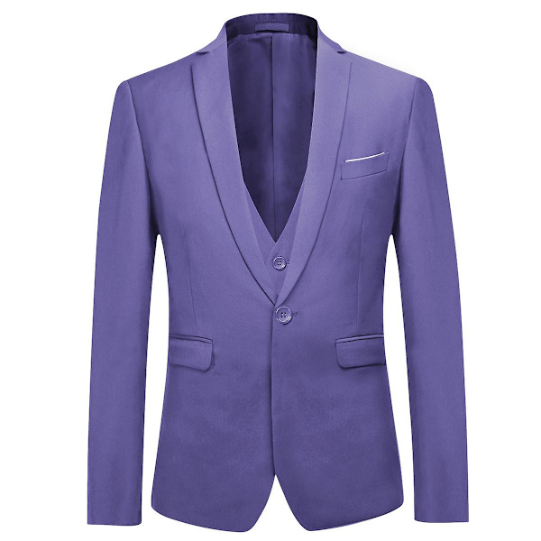 Yunclos Miesten 3-osainen tyylikäs herrasmiesliikemies Slim Fit -pukusarjat-WELLNGS Purple XL