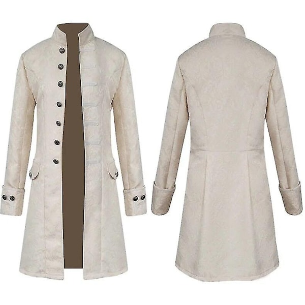 Steampunk Trenchcoat för män och barn / Vintage Prince Overcoat Medieval Renaissance Jacka Victorian Edwardian Cosplay Kostym-WELLNGS white Jacket 155