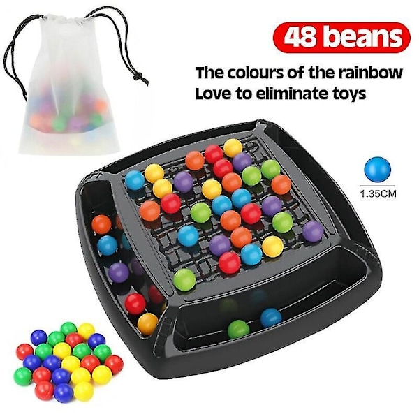 Regnbue Ball Matching Leke Fargerik Morsom Puslespill Sjakkbrett Spill med 80 stk Fargede Perler Intelligent Hjerne Spill Utdanningsleke - WELLNGS 48 beads set
