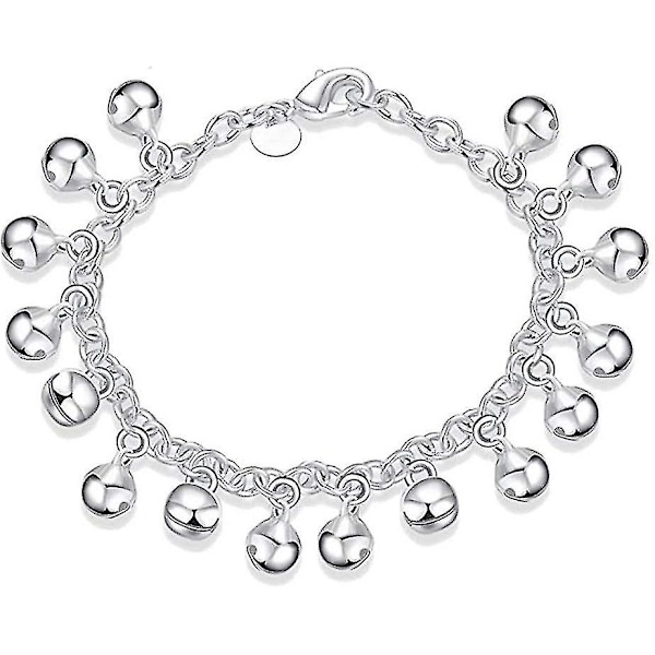925 Sterling Sølv Justerbar Klokkekjede Armbånd/Ankelkjede for Kvinner Jenter Gave Jingle Bells Perle Charm Armbånd Dame Smykker - --WELLNGS