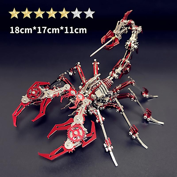 Scorpion 3D-metallipalapeli aikuisille, figuurin pienoismallin rakennussarjat 3D-palapelit, 454 kpl (ei koottu) - WELLNGS red