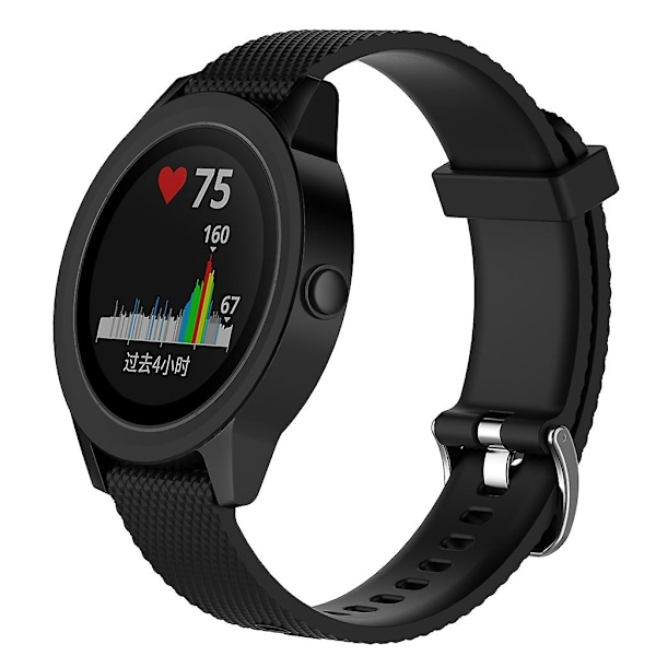 Silikonrem for Garmin Vivoactive 3/hr Holdbar klokke Moteband Armbånd-WELLNGS Black