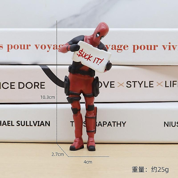 6 Deadpool-bil til skrivebordsdekoration, hjemmekontor, Marvel, 8 cm, X-MAN, sjove, søde figurer, modellegetøj - WELLNGS 3