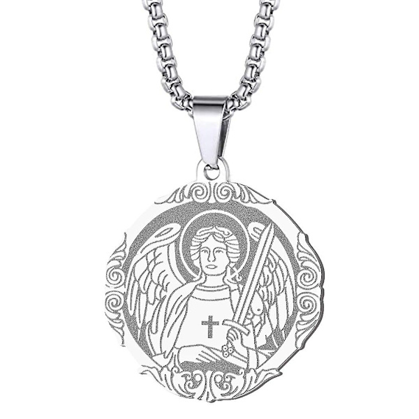 Pyhän Yrjänän riipuskaulakoru miehille ja naisille, soturi Pyhä Yrjänä ja lohikäärme Totem-riipus, kaulakoru, amuletti, koru - WELLNGS Saint Michael-S2