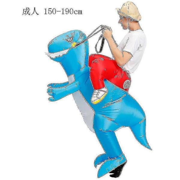 Aikuisten/Lasten 3D Dinosauruksen Ilmapuku Juhlapuvuksi Eläimen Muotoiluun/Roolileikkiin -WELLNGS blue dinosaur 150-190cm