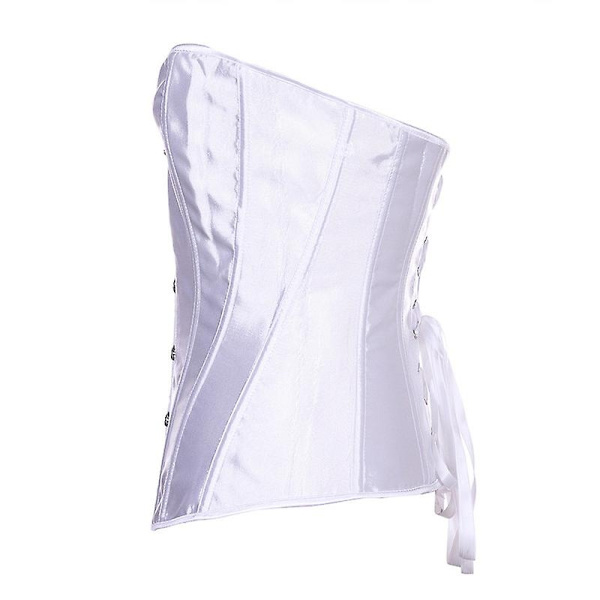 Mimigo Naisten Bustier-Korsetti Yläosa Seksikäs Alusvaatesetti Musta Satiini Vyötärön Kiristäjä -WELLNGS WHITE L