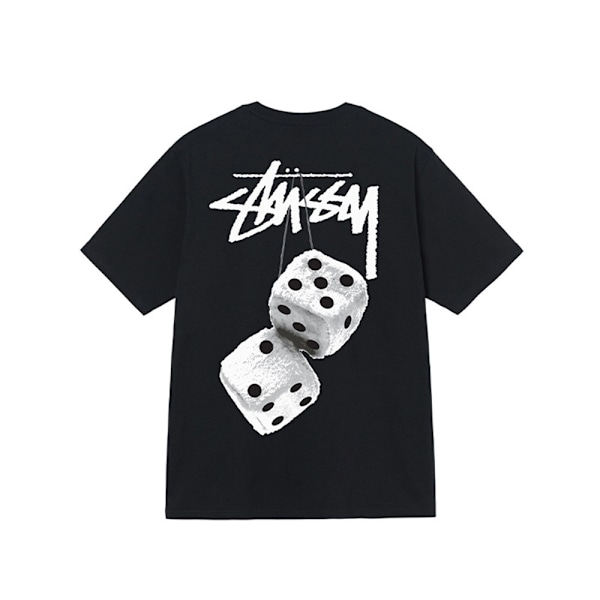 Unisex 2024 Stussy Fuzzy Dice T-shirt Åndbar T-shirt Toppe Sort Black Black-WELLNGS Black S