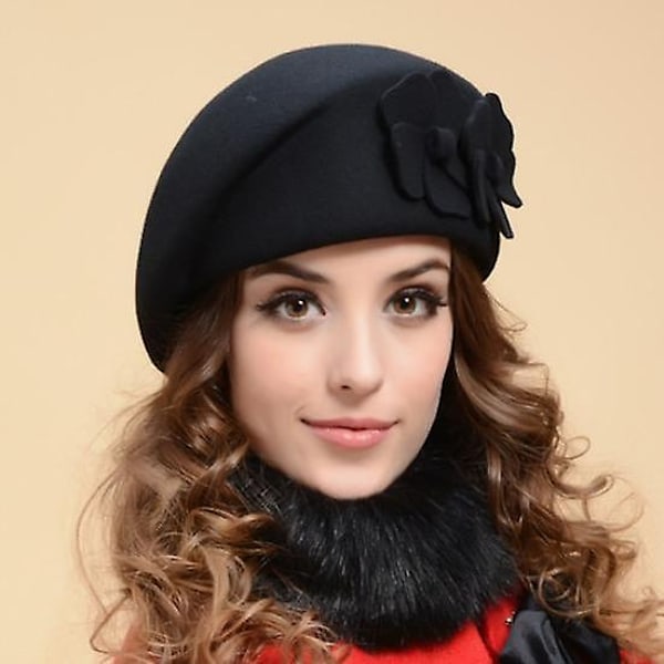 Fransk Hat Elegant Kuldebestandig Strækbar Sød Efterår Vinter Pige Stil Beret til Dating-WELLNGS wine red
