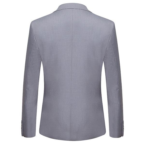 Allthemen Herrkostym 3-delat Business Solid Slim Fit Kostymjacka&byxor&väst-WELLNGS Light Gray 3XL