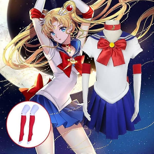 Anime Kostym Måne Cosplay Kostym Flickor-WELLNGS BLUE XL