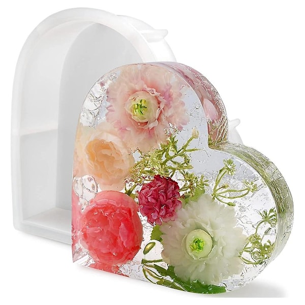 Store silikoneforme til harpiks, hjerteharpiksform, epoxyharpiksforme til blomsterbevaring, Resin-WELLNGS 0 0
