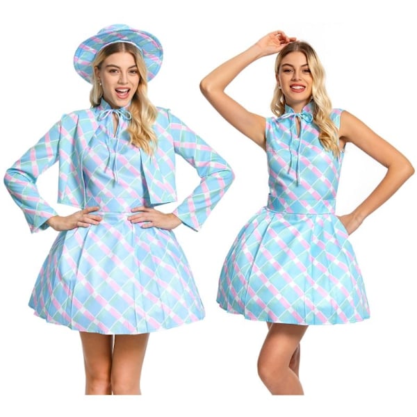 Margot Barbei Cosplay Pinkki Mekko Naiset Elokuva Barbei Aikuisten Asu Naiset Cosplay Fantasia Halloween Puku XL-WELLNGS XL Style08