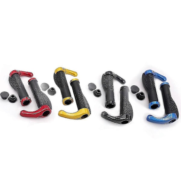 Sykkelgrep med Bar Ends Horn Lås Ergonomisk Design Terrengsykkelstyre Sykkel Anti-skli Gummigrep - WELLNGS Red