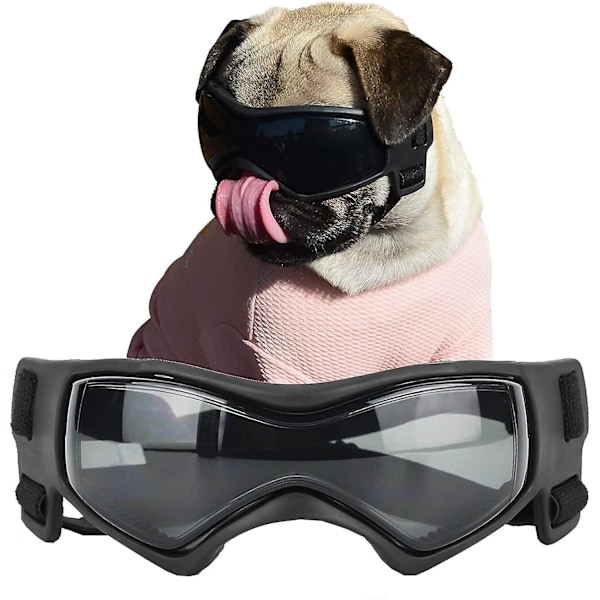 Hunde Goggles til Små Hunderacer Solbriller, Nemme at Bære Hunde UV Solbriller til Små/Mellem Hvalpe Hunde-WELLNGS Black