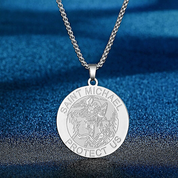 Pyhän Yrjänän riipuskaulakoru miehille ja naisille, soturi Pyhä Yrjänä ja lohikäärme Totem-riipus, kaulakoru, amuletti, koru - WELLNGS Saint Michael-S
