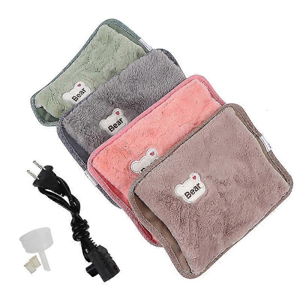 Hot Water Bottle Electric Charging Heating Rechargeable Heat Water Bag Warmer-WELLNGS Brown