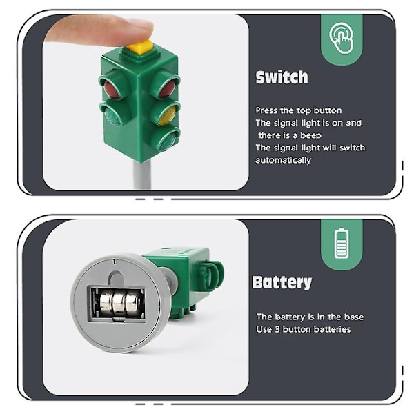 Mini Trafikkskilt Veilykt Blokk med Lyd LED Barnetrygg Trafikklysmodell Barn Trafikklysleker - WELLNGS