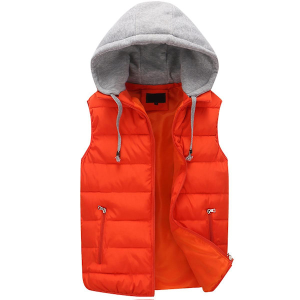 YOUTHUP Herr Quiltad Väst med Huva Utomhus Tjock Fritid Sport Huva-WELLNGS Orange XL