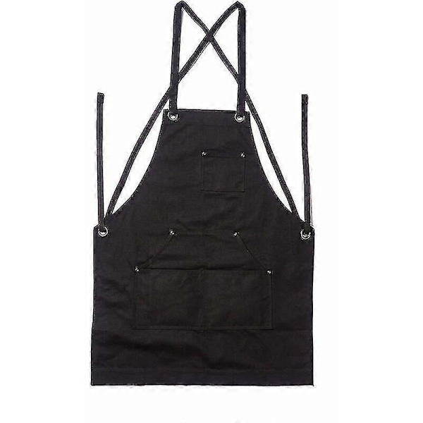 Snickarförkläde i Läder, Kraftigt Förkläde, för Män och Kvinnor - WELLNGS black