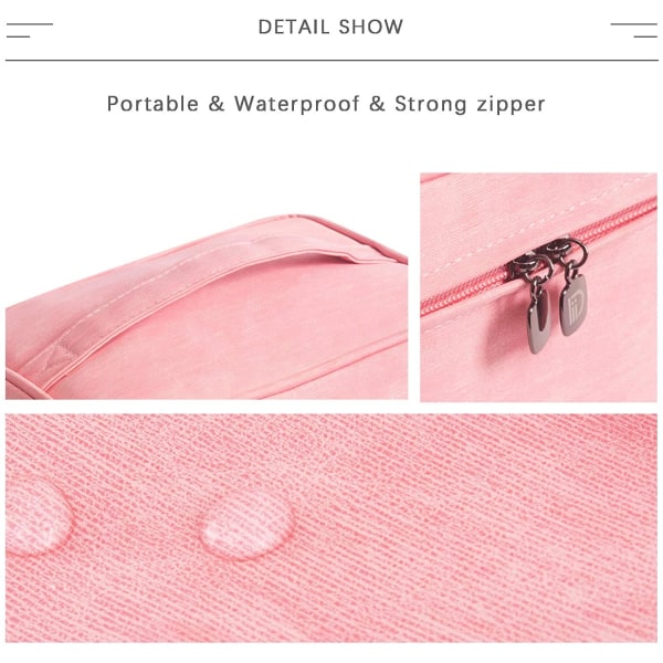 Stor kapacitet Bärbar Resa Makeup Väska Toalettväska Förvaring Rosa-WELLNGS pink 22.5*15*12cm