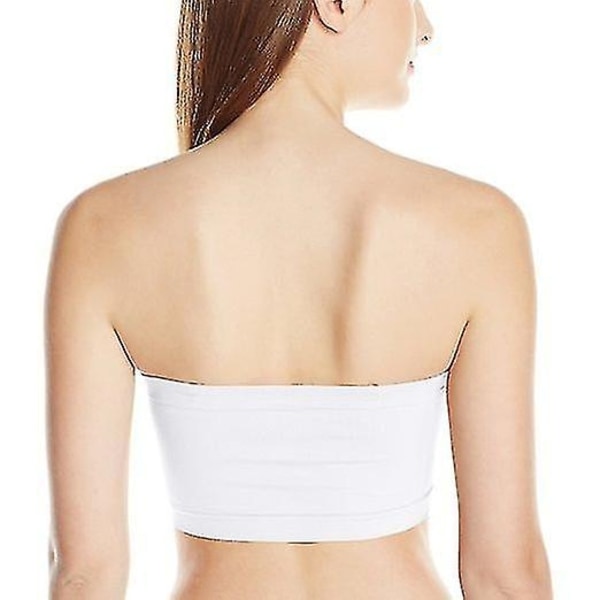 Sømløs Bandeau BH Boob Tube Stropløs Pakke med 3 Sort, Hvid & Beige-WELLNGS XL