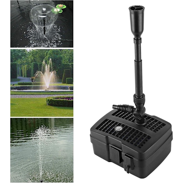 4 i 1 dammpump med filter, 5 W UV-filter, 1000 l/h, med 10 m strömkabel för fontän och trädgård-WELLNGS