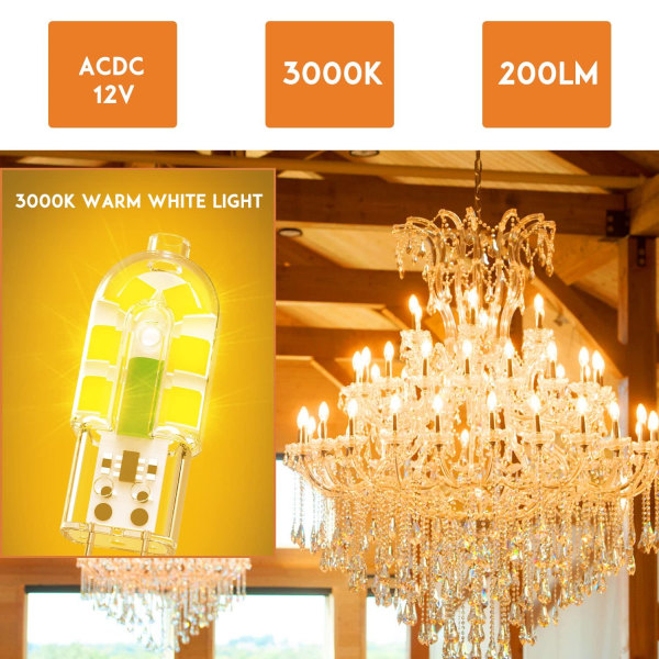 G4 Glödlampa, G4 LED Glödlampa 2W 200LM Varmvit 3000K Förpackning med 10-WELLNGS