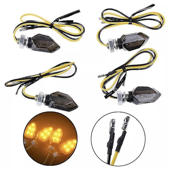 4 stk/pakke Led Blinklys Mini Røykfarget Linse Blinklys Foran Bak Motorsykkellys, 11-WELLNGS