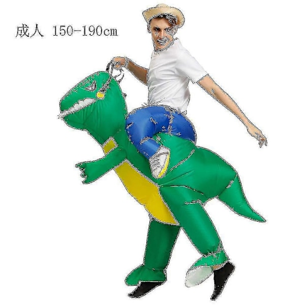 Aikuisten/Lasten 3D Dinosauruksen Ilmapuku Juhlapuvuksi Eläimen Muotoiluun/Roolileikkiin -WELLNGS green dinosaur 120-140cm