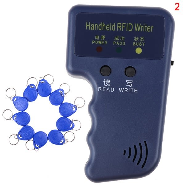 125KHz håndholdt RFID-printer/kopimaskine/læser/duplikator med 1 blå duplikator +10 STK ID-tags-WELLNGS