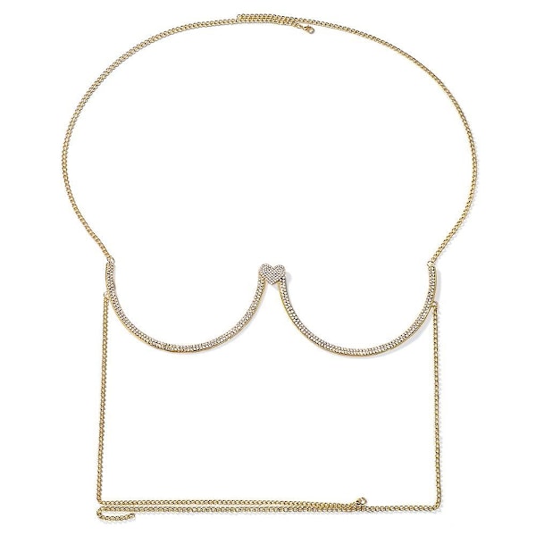 Hjerteformet BH-smykke BH-kjede Kvinner Kropp Krystall Bikini Sommer Topp Elegant - Klær Halskjede Tilbehør Strand - WELLNGS gold