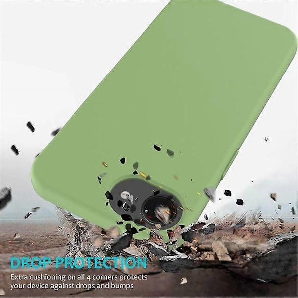 Kompatibelt skal för iPhone 16e, fallsäkert flytande silikon med mjukt foder, baksidesskydd - WELLNGS LightGreen