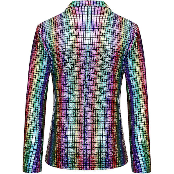 Herre todelt diskosæt med skinnende jakke og bukser i metallisk pailletter - WELLNGS Multicolor S