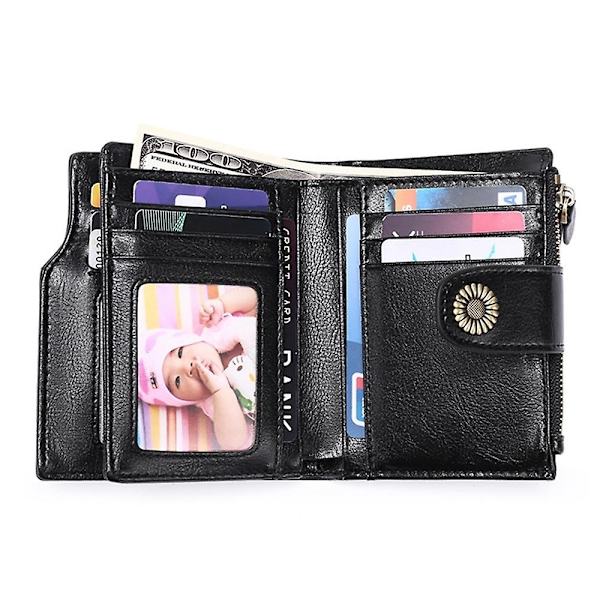 SENDEFN 5206 RFID-blockerande plånbok i läder med flera kortfack - WELLNGS Black