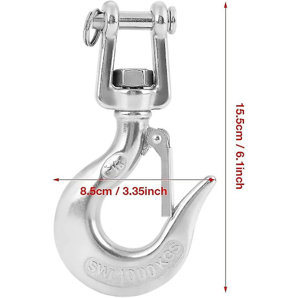 304 Rostfritt Stål 1000kg Svängbara Lyftkrokar för Svängbart Öga Krankedja med Käke-WELLNGS