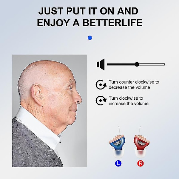 Kuulolaitteet Audifonos T12 kuuroutta/vanhuksia varten Säädettävä mikro Langaton Mini-koko Näkymätön Kuulolaite Korvaäänenvahvistin-WELLNGS Black-Left-ear