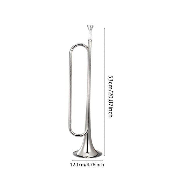 Signalhorn Kavaleritrompet med munnstykke Blåseinstrument Speidertrompet Signalhorn for Kavaleriband Sceneopptreden Nybegynnere Voksne - WELLNGS silver C