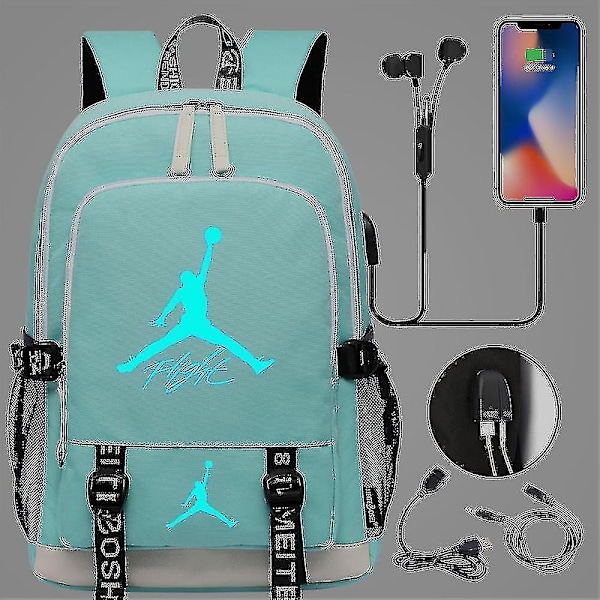 Nba Air Jor Dan Signature Stor Laptop Basics Taske Rygsække Casual Rejsetaske Skole Rygsæk til Teenagere Piger Drenge-r Guanguan-WELLNGS style09