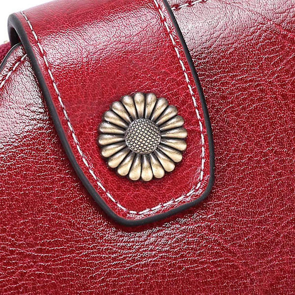 SENDEFN 5206 RFID-blockerande plånbok i läder med flera kortfack för kvinnor - WELLNGS Wine red