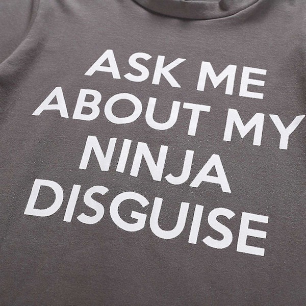 Herrarnas Ask Me About My Ninja Disguise Flip T-shirt Rolig Kostym Grafisk Humor Tee, 100% Ny - WELLNGS Dark gray  Black XS