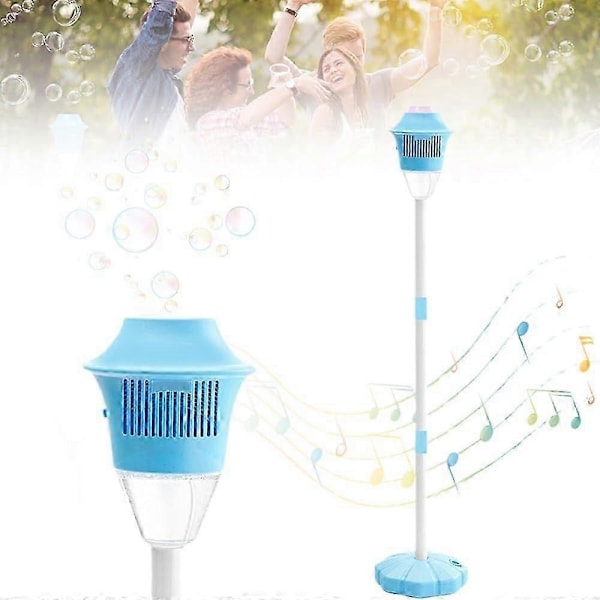 Automatisk Bubbelmaskin med Ställ, Ljus & Musik - 20 000+ Bubblor Utomhus Bubbelblåsare för Barn, Småbarn, Bröllop & Födelsedagsfester - WELLNGS Blue