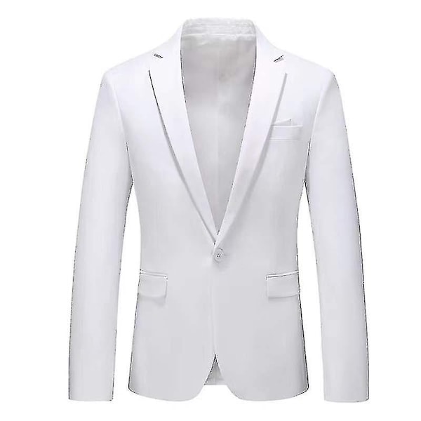 Fashion Herr Blazer Business Casual Slim Fit Kostymjacka-WELLNGS White L