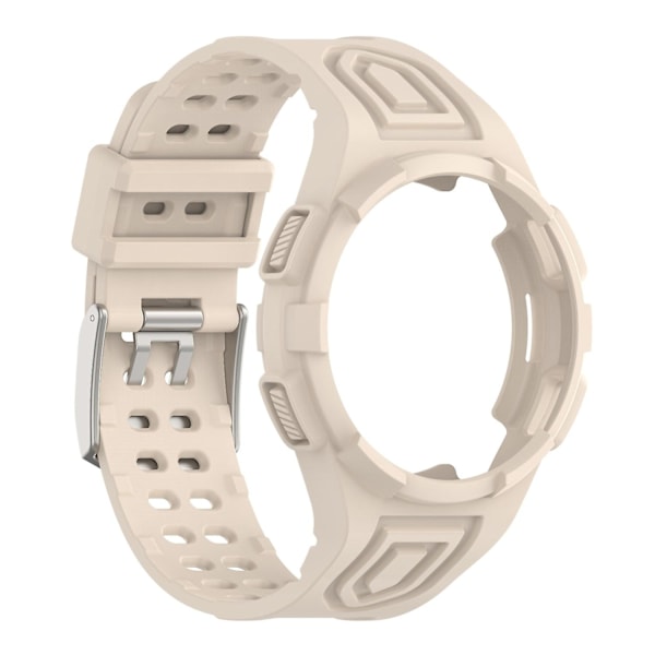 Til Samsung Galaxy Watch4 Classic 46mm Justerbar Rem med Integreret Etui - Elfenben-WELLNGS White Style M Samsung Galaxy Watch4