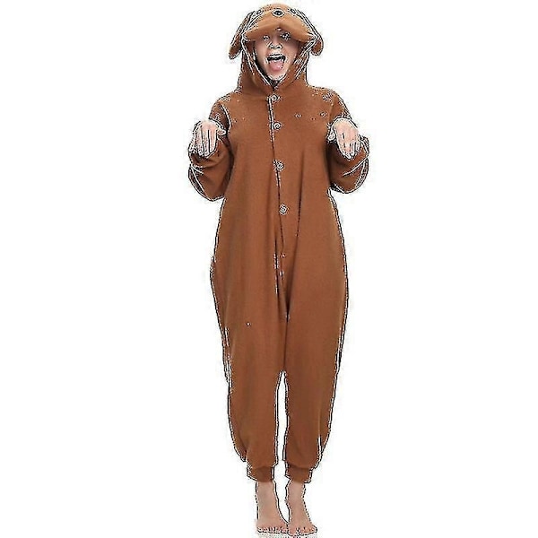 Teddy Dog Onesie Pyjamas Fleece Bruna Herr Halloween Kostym Djur Pyjamas Vuxna Pyjamas En-delad Pijamas Cosplay-WELLNGS M