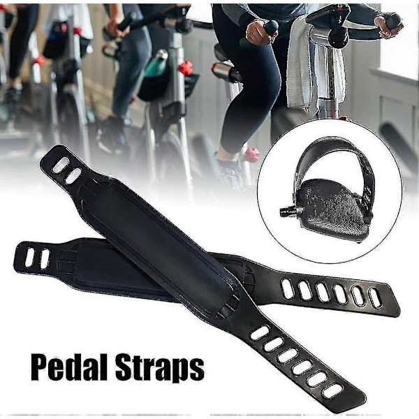 Par med treningsykkelpedalstropper, kraftige justerbare lengde universelle pedalstropper for spinn sykkel hjemmegym - WELLNGS