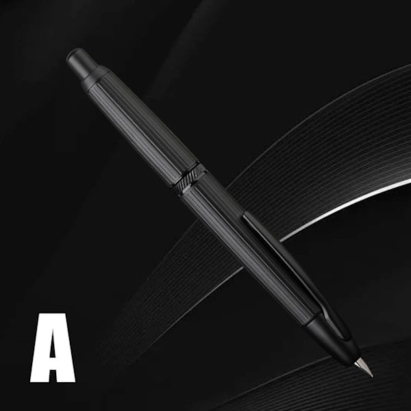 Majohn A1 Tryk Metal Fyldpen med Klips Iridium Ekstra Fin Nib 0,38 mm Kontor Fg-WELLNGS Black Stripe